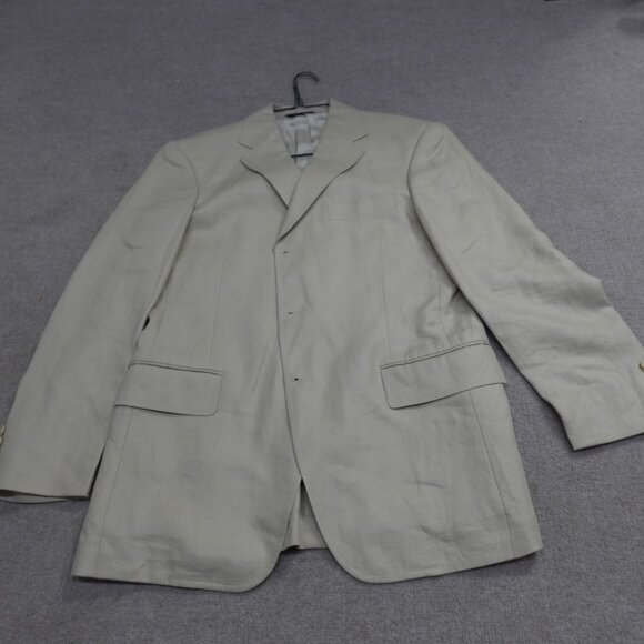 Faconnable Sport Coat 40R Beige Solid 100% Linen 3 Button Half Lined - Picture 1 of 12